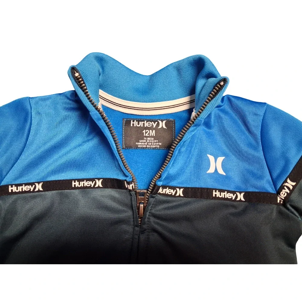 Hurley Toddler Boys 12M Two Piece Track Suit Jacket Pants Blue Navy Zip Front